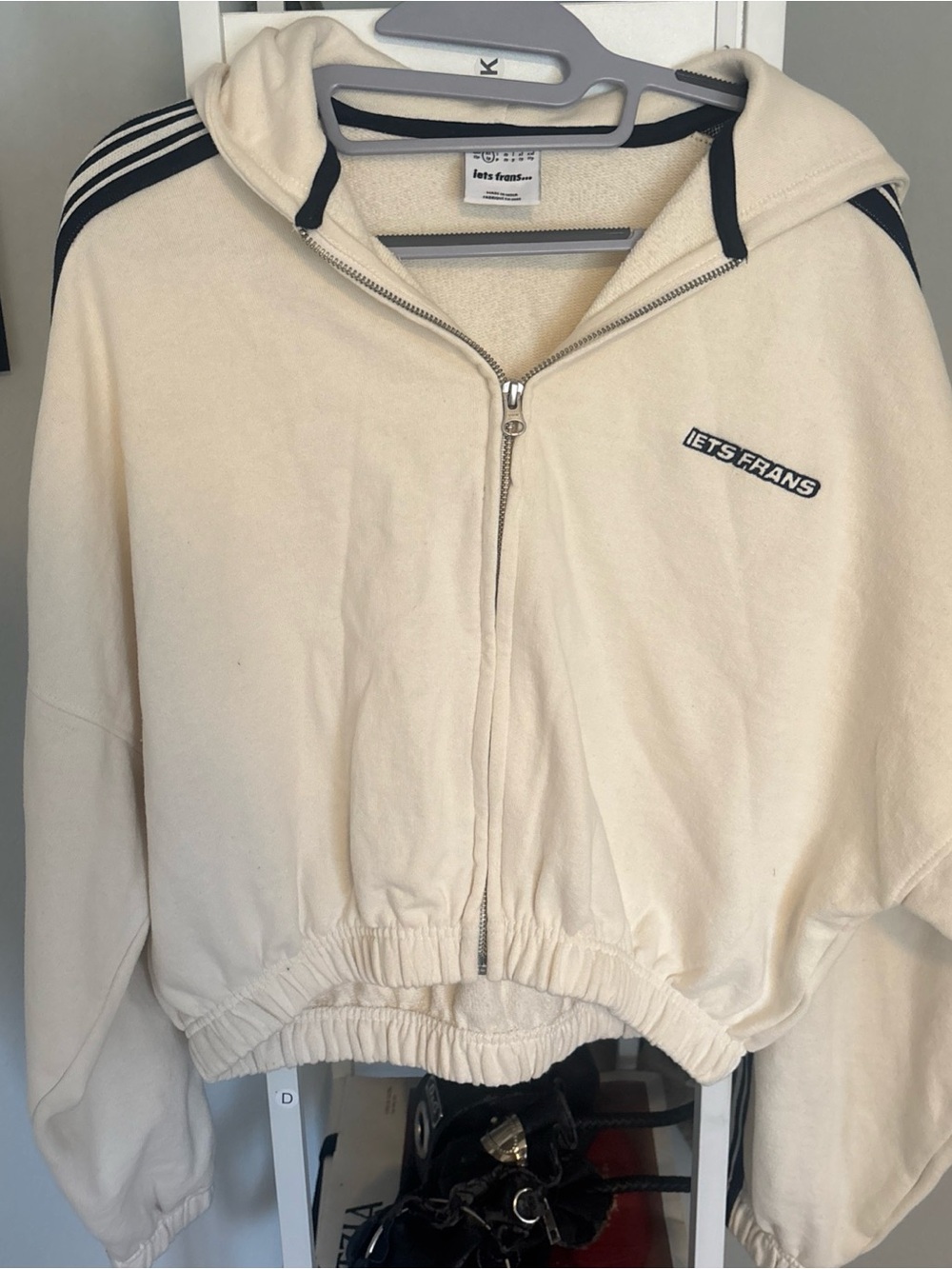 IETS FRANS Cream Colored Full Zip Hoodie Baggy Wide Fit